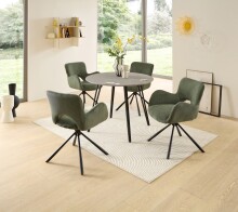 Esstisch >Floris< in Steinoptik, schwarz, MDF, Metall - 75x100cm (HxD)