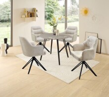 Esstisch >Floris< in Steinoptik, schwarz, MDF, Metall - 75x100cm (HxD)