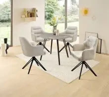 Esstisch >Floris< in Steinoptik, schwarz, MDF,...