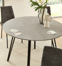 Esstisch >Floris< in Steinoptik, schwarz, MDF, Metall - 75x100cm (HxD)