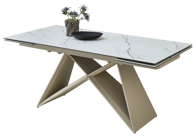 Kulissen-Esstisch >Jamiro< ausziehbar bis 260cm, weiß, beige - 180/260x76x90 (BxHxT)