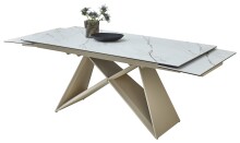 Kulissen-Esstisch >Jamiro< ausziehbar bis 260cm, weiß, beige - 180/260x76x90 (BxHxT)