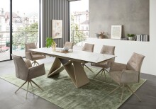 Kulissen-Esstisch >Jamiro< ausziehbar bis 260cm, weiß, beige - 180/260x76x90 (BxHxT)