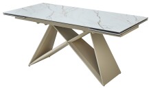 Kulissen-Esstisch >Jamiro< ausziehbar bis 260cm, weiß, beige - 180/260x76x90 (BxHxT)