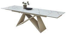 Kulissen-Esstisch >Jamiro< ausziehbar bis 260cm, weiß, beige - 180/260x76x90 (BxHxT)
