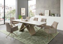 Kulissen-Esstisch >Jamiro< ausziehbar bis 260cm, weiß, beige - 180/260x76x90 (BxHxT)