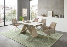 Kulissen-Esstisch >Jamiro< ausziehbar bis 260cm, weiß, beige - 180/260x76x90 (BxHxT)