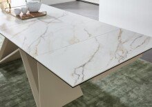 Kulissen-Esstisch >Jamiro< ausziehbar bis 260cm, weiß, beige - 180/260x76x90 (BxHxT)
