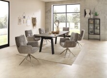 Kulissen-Esstisch >Janis< ausziehbar bis 300cm, grau, schwarz - 200/300x76x100 (BxHxT)