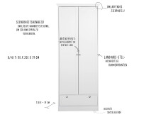 Mehrzweckschrank >Landsted< in Weiß - 80x200x39cm (BxHxT)