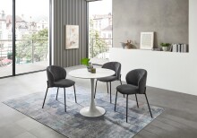 Esstisch >Josh< in weiß, Keramik, Metall - 75x90cm (HxD)