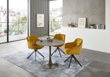 Esstisch >Josh< in grau, Keramik, Metall - 75x90cm...