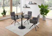 Esstisch >Josh< in schwarz, Keramik, Metall - 75x90cm (HxD)
