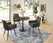 Esstisch >Josh< in schwarz, Keramik, Metall - 75x90cm (HxD)