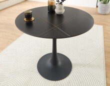 Esstisch >Josh< in schwarz, Keramik, Metall -...