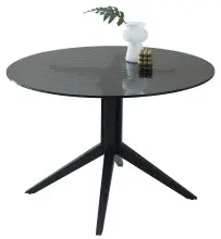 Esstisch >Leano< in schwarz, Glas, Metall -...