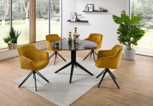 Esstisch >Leano< in schwarz, Glas, Metall - 76x120cm (HxD)