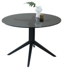 Esstisch >Leano< in schwarz, Glas, Metall - 76x120cm (HxD)