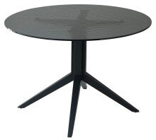 Esstisch >Leano< in schwarz, Glas, Metall -...