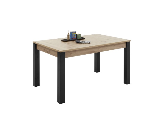 Kulissen-Esstisch >Lucas< ausziehbar, Artisan Eiche Dekor, schwarz - 140/210x76x90 (BxHxT)