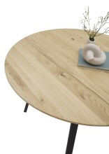 Esstisch >Nils< in Eiche, schwarz, Massivholz, Metall - 75x110cm (HxD)