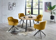 Esstisch >Nils< in Eiche, schwarz, Massivholz, Metall - 75x110cm (HxD)