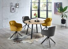 Esstisch >Nils< in Eiche, schwarz, Massivholz, Metall - 75x110cm (HxD)