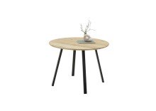 Esstisch >Nils< in Eiche, schwarz, Massivholz, Metall - 75x110cm (HxD)