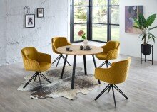 Esstisch >Nils< in Eiche, schwarz, Massivholz, Metall - 75x110cm (HxD)