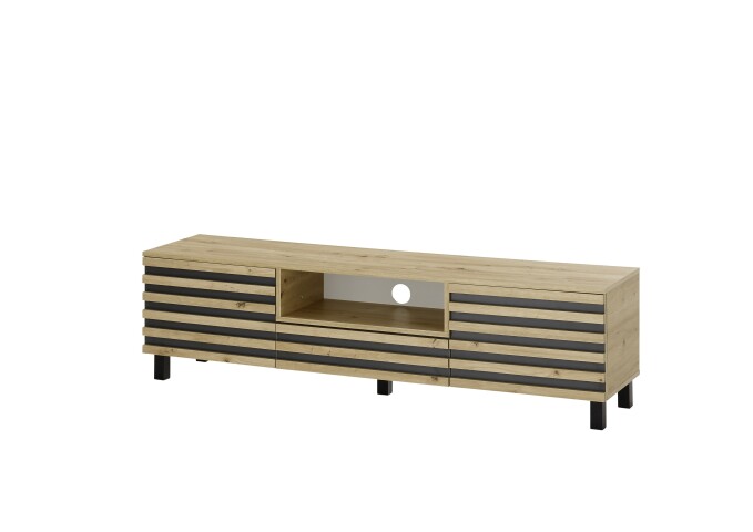 Lowboard >Ankara< 2 Türen, 1 Schublade, Artisan Eiche, schwarz - 166x44x40cm (BxHxT)