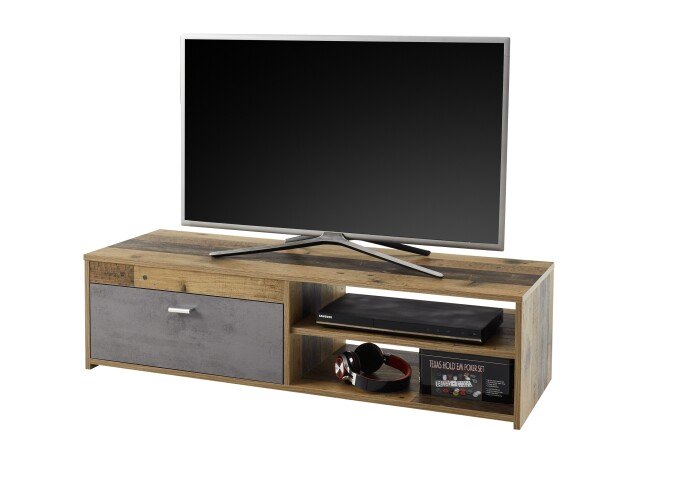 Lowboard >Gemma< 1 Klappe, 2 Fächer, Old Style dunkel, anthrazit - 120x32x38cm (BxHxT)