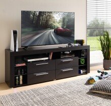 Lowboard >Goal Carbon< inkl. Beleuchtung, schwarz, Carbon-Dekor - 179x66x44cm (BxHxT)