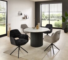 Armlehnstuhl >Adrina< (2er Set) Federkern, drehbar, silber, schwarz - 62x89x62 (BxHxT)