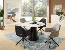 Armlehnstuhl >Adrina< (2er Set) Federkern, drehbar, silber, schwarz - 62x89x62 (BxHxT)