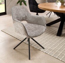 Armlehnstuhl >Adrina< (2er Set) Federkern, drehbar, silber, schwarz - 62x89x62 (BxHxT)