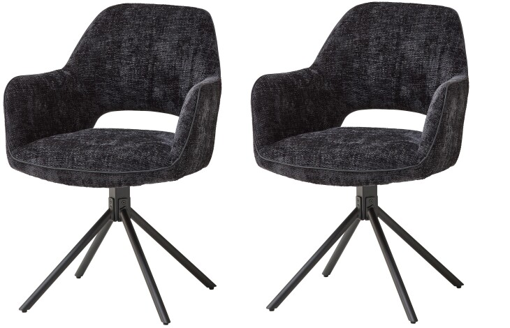 Armlehnstuhl >Adrina< (2er Set) Federkern, drehbar, in schwarz - 62x89x62 (BxHxT)