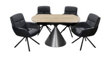 Armlehnstuhl >Amy< (2er Set) Echtleder-Sitz + Mikrofaser, schwarz - 63x90x65 (BxHxT)