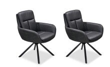 Armlehnstuhl >Amy< (2er Set) Echtleder-Sitz +...