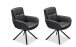 Armlehnstuhl >Amy< (2er Set) Echtleder-Sitz + Mikrofaser, schwarz - 63x90x65 (BxHxT)