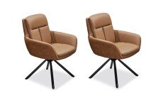 Armlehnstuhl >Amy< (2er Set) Echtleder-Sitz +...
