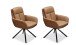 Armlehnstuhl >Amy< (2er Set) Echtleder-Sitz + Mikrofaser, braun - 63x90x65 (BxHxT)