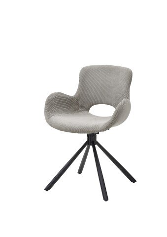 Armlehnstuhl >Anneli< (2er Set) drehbar, Cord grau, Gestell schwarz - 45x82x47,5 (BxHxT)