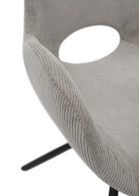 Armlehnstuhl >Anneli< (2er Set) drehbar, Cord grau, Gestell schwarz - 45x82x47,5 (BxHxT)