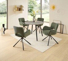 Armlehnstuhl >Anneli< (2er Set) drehbar, Cord grün, schwarz - 45x82x47,5 (BxHxT)