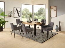 4-Fußstuhl >Ava< (2er Set) Armlehnen, Federkern, grau, schwarz - 55x88x46 (BxHxT)