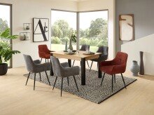 4-Fußstuhl >Ava< (2er Set) Armlehnen, Federkern, grau, schwarz - 55x88x46 (BxHxT)