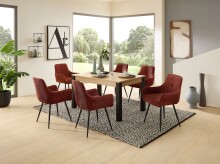 4-Fußstuhl >Ava< (2er Set) Armlehnen, Federkern, rost, schwarz - 55x88x46 (BxHxT)