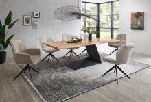 Armlehnstuhl >Enja< (2er Set) drehbar, taupe, schwarz - 64x92x65 (BxHxT)