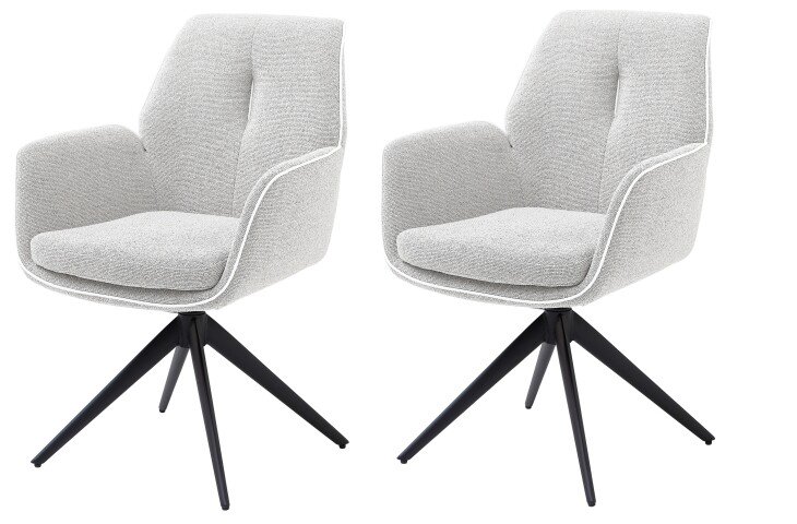 Armlehnstuhl >Enja< (2er Set) drehbar, beige, schwarz - 64x92x65 (BxHxT)