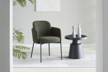 Armlehnstuhl >Flora< (2er Set) Federkern, Bouclestoff grün, schwarz - 61x84x63 (BxHxT)